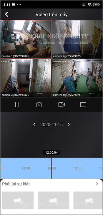 Chọn thời gian cần xem lại camera trên phần mềm Hik-Connect Iphone hoặc Android