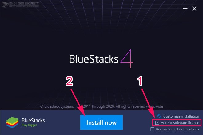 Click Install Now để cài đặt BlueStack trên Windows hoặc Macbook