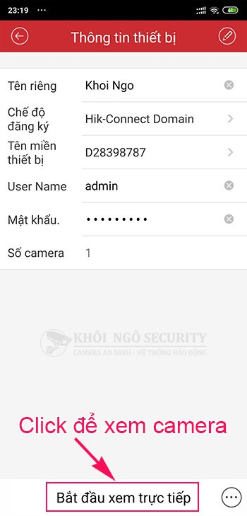 Click để xem camera Hikvision iVMS-4500 trên smartphone với Hik-connect Domain