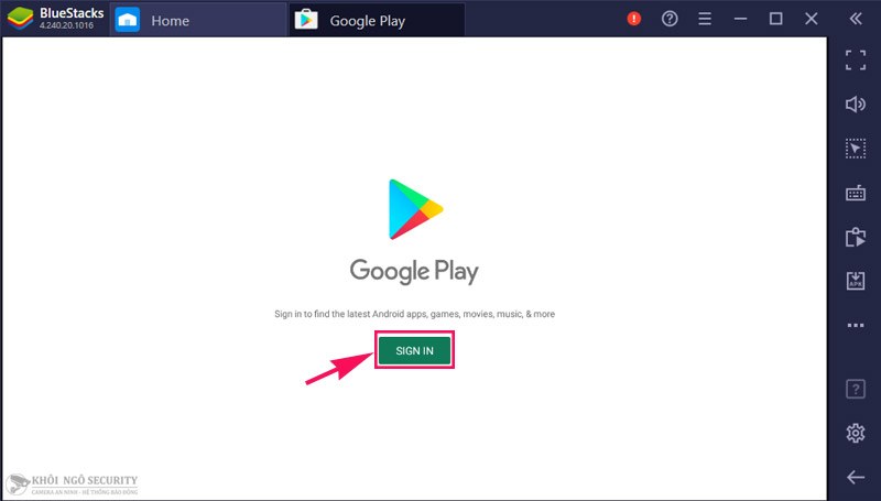 Đăng nhập Google Play để cài iVMS-4500 PC