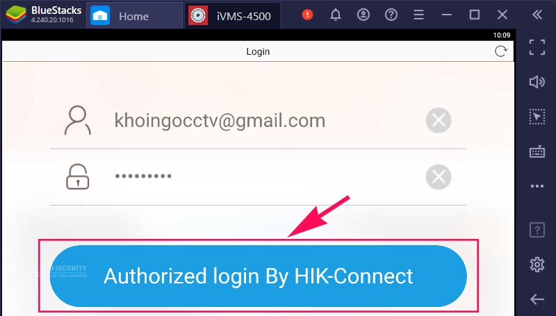 Điền thông tin đăng nhập Hik-connect trên iVMS-4500 cho Macbook, PC