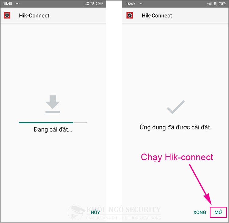 Quá trình cài đặt Hik-Connect trên Android bằng file APK