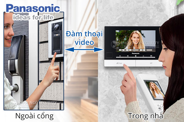 Khách và người nhà đàm thoại video thông qua màn hình (Main Monitor Panasonic)