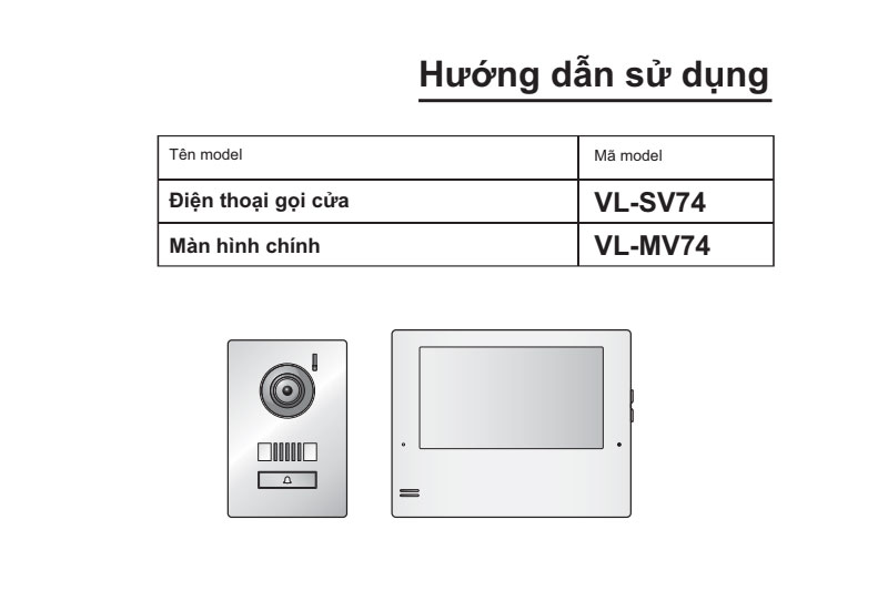 Hướng dẫn sử dụng bộ chuông cửa màn hình Panasonic VL-SV74VN (Operating Instructions)