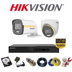Trọn bộ 2 camera Hikvision ColorVu HD-TVI 2MP