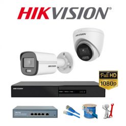 Trọn bộ 2 camera ip Hikvision 2MP ColorVu