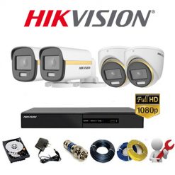 Trọn bộ 4 camera Hikvision ColorVu HD-TVI 2MP