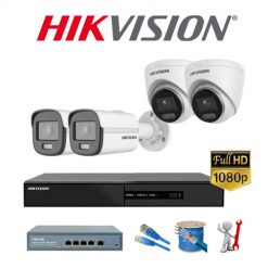 Trọn bộ 4 camera ip Hikvision 2MP ColorVu