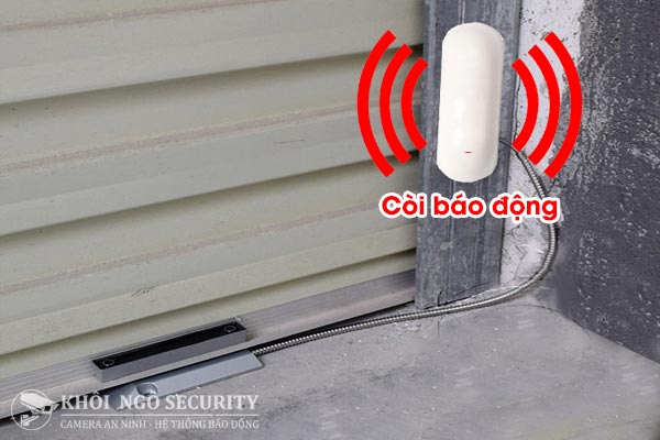 Kết nối cảm biến chống trộm cửa cuốn với còi hú báo động tại chỗ